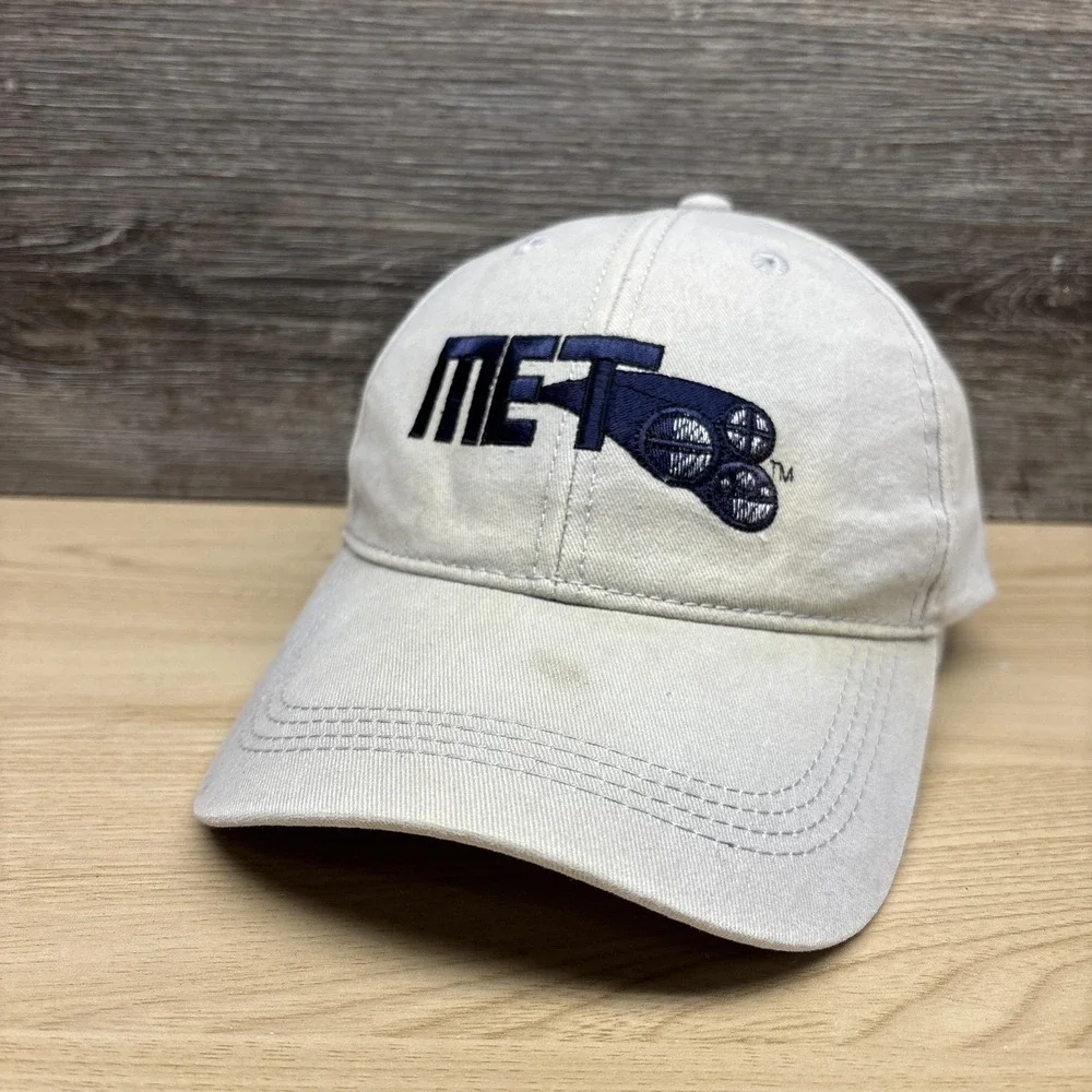 MET Logo Vantage‎ Hat Cap Strap Back Mens One Size Beige Twill Baseball